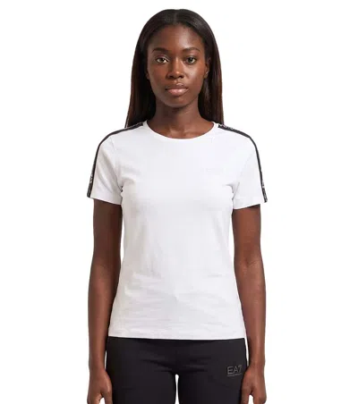 Ea7 White Logo Crew Neck T-shirt