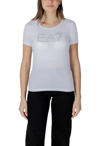 Ea7 White Logo Round Neck T-shirt