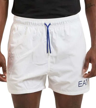 Ea7 White Logo Shorts