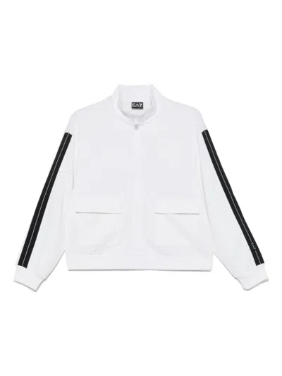 EA7 WHITE LOGO ZIPPED SWEATSHIRT