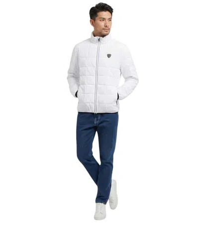 Ea7 White Quilted Logo Jacket