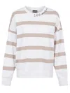 Ea7 White Striped Sweatshirt In White
