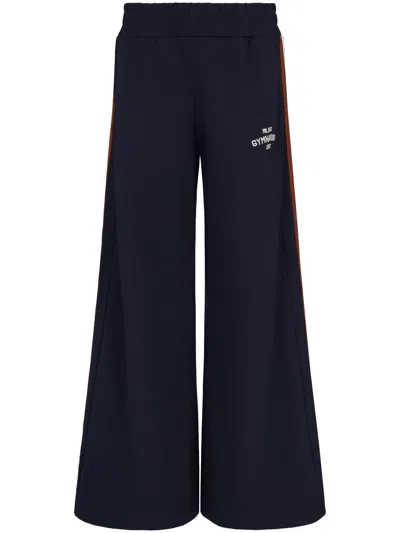 Ea7 Wide-leg Track Pants In Blue