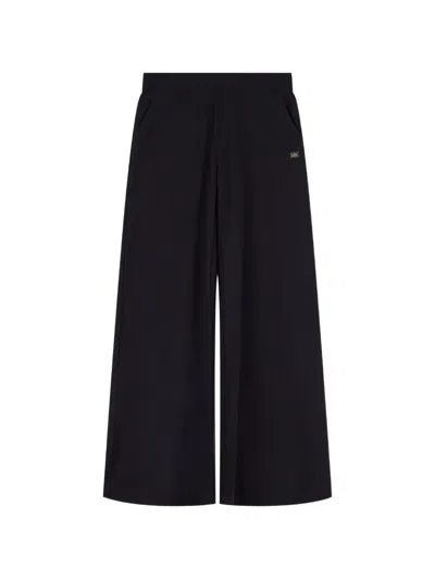 Ea7 Wide-leg Logo-detail Trousers In Black