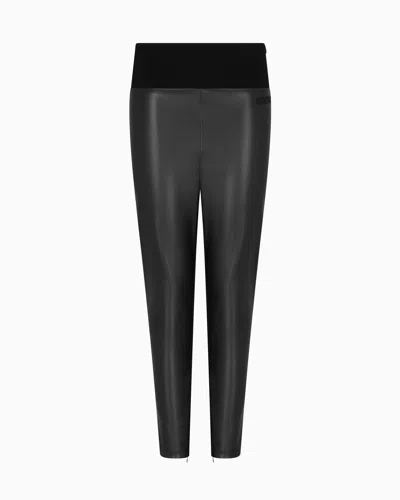 Ea7 Winter Mix Leggings With Leather-effect Fabric Inserts