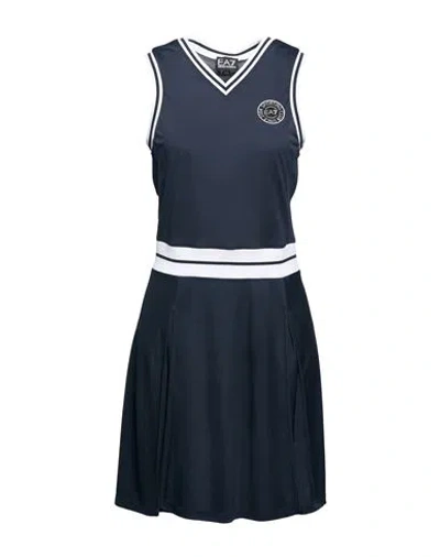 Ea7 Woman Mini Dress Midnight Blue Size M Polyester