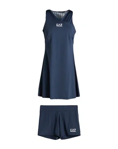 Ea7 Woman Mini Dress Midnight Blue Size Xs Polyamide, Elastane