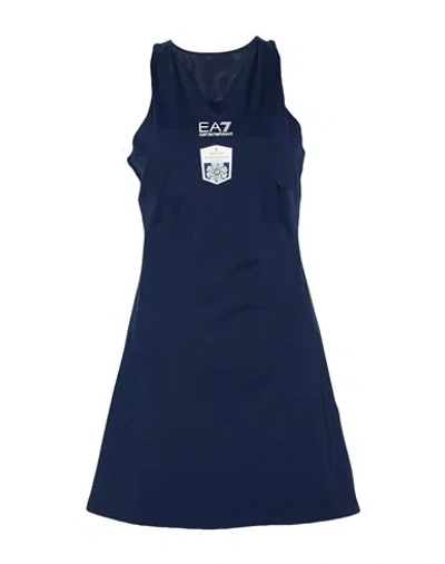Ea7 Woman Mini Dress Navy Size Xl Polyamide, Elastane In Blue