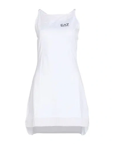 Ea7 Woman Mini Dress White Size L Polyester, Elastane, Polyamide