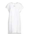 Ea7 Woman Mini Dress White Size L Polyester, Modal, Elastane