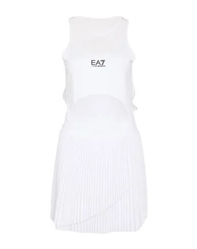 Ea7 Woman Mini Dress White Size Xxl Polyester, Elastane