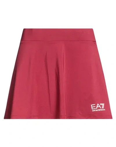 Ea7 Woman Mini Skirt Garnet Size M Polyester, Elastane In Burgundy