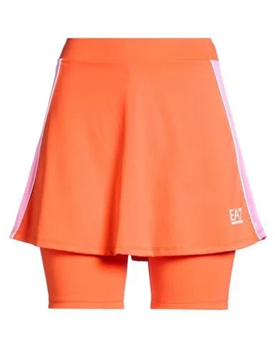 Ea7 Woman Mini Skirt Tomato Red Size L Polyester, Elastane In Orange