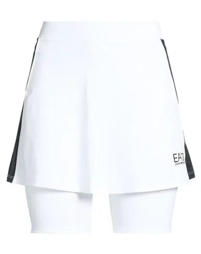 Ea7 Woman Mini Skirt White Size M Polyester, Elastane
