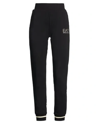 Ea7 Woman Pants Black Size L Cotton, Elastane, Polyester, Metallic Fiber