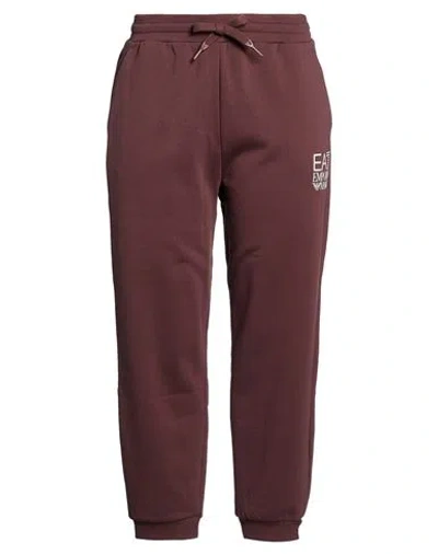 Ea7 Woman Pants Brown Size Xxs Cotton, Polyester
