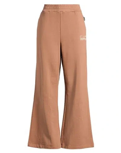 Ea7 Woman Pants Camel Size Xxl Cotton In Sand
