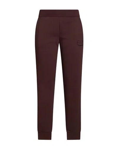 Ea7 Woman Pants Chocolate Brown Size Xl Cotton, Polyester, Elastane