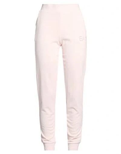Ea7 Woman Pants Light Pink Size L Cotton, Elastane