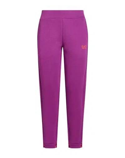 Ea7 Woman Pants Mauve Size L Cotton, Polyester In Purple