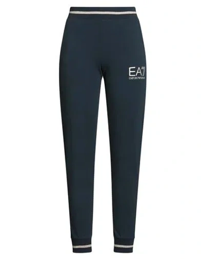 Ea7 Woman Pants Midnight Blue Size Xxl Cotton, Elastane, Metallic Fiber, Polyester