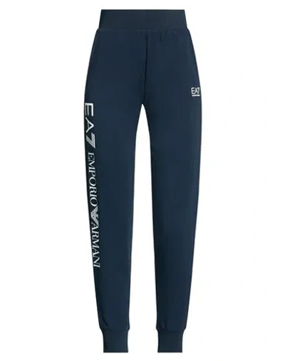 Ea7 Woman Pants Midnight Blue Size Xxs Cotton, Elastane