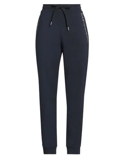 Ea7 Woman Pants Navy Size S Cotton, Elastane In Navy Blue