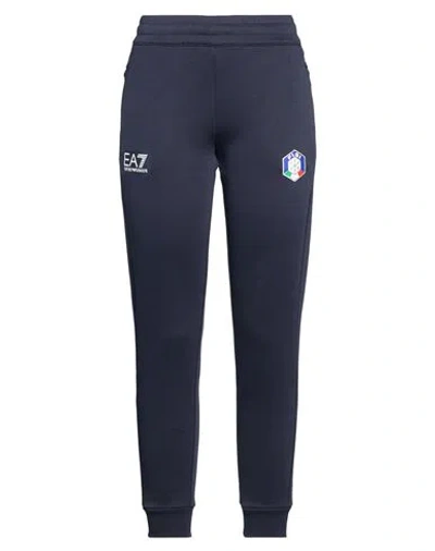 Ea7 Woman Pants Navy Size Xl Polyester, Cotton