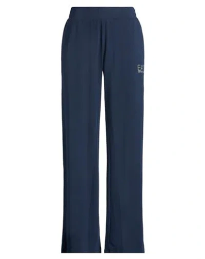 Ea7 Woman Pants Navy Size Xxl Cotton, Elastane In Blue
