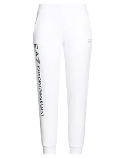 Ea7 Woman Pants White Size L Cotton, Elastane