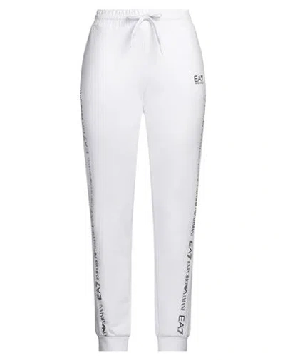 Ea7 Woman Pants White Size Xl Cotton, Elastane