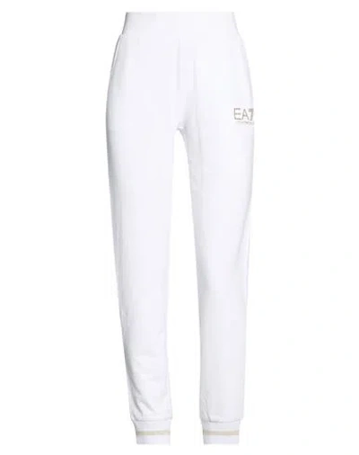 Ea7 Woman Pants White Size Xl Cotton, Elastane, Polyester, Metallic Fiber