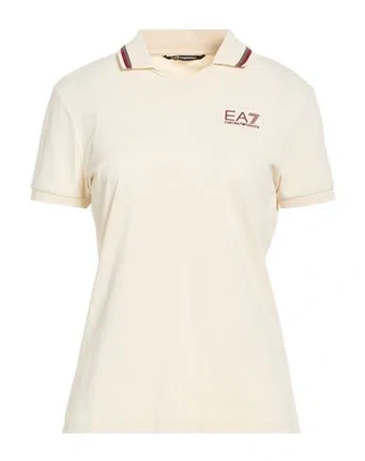 Ea7 Woman Polo Shirt Beige Size S Polyamide, Elastane In Sand