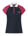 Ea7 Woman Polo Shirt Navy Size Xxl Polyester, Elastane, Polyamide In Navy