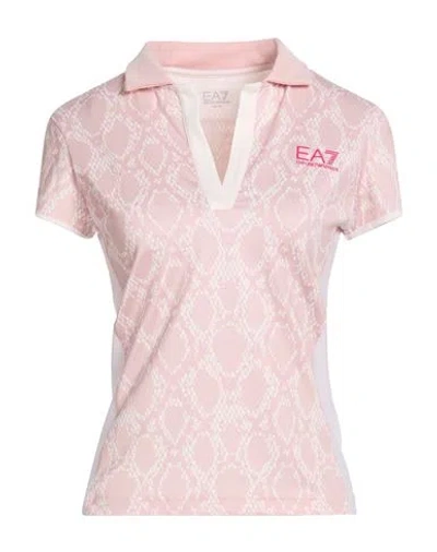 Ea7 Woman Polo Shirt Pink Size Xs Recycled Polyester, Elastane