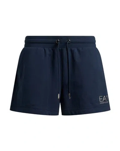Ea7 Woman Shorts & Bermuda Shorts Navy Size M Cotton, Elastane In Blue