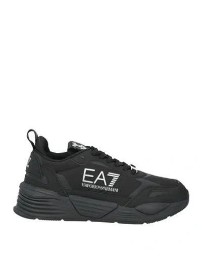 Ea7 Woman Sneakers Black Size 4.5 Polyester, Polyurethane, Thermoplastic Polyurethane In Blue