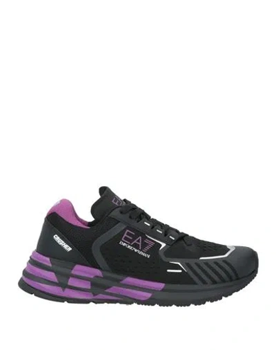 Ea7 Woman Sneakers Black Size 5 Polyester, Thermoplastic Polyurethane
