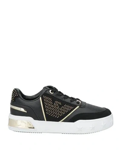 EA7 EA7 WOMAN SNEAKERS BLACK SIZE 7.5 SYNTHETISCHES MATERIAL, LEATHER
