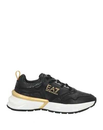 Ea7 Woman Sneakers Black Size 8 Leather