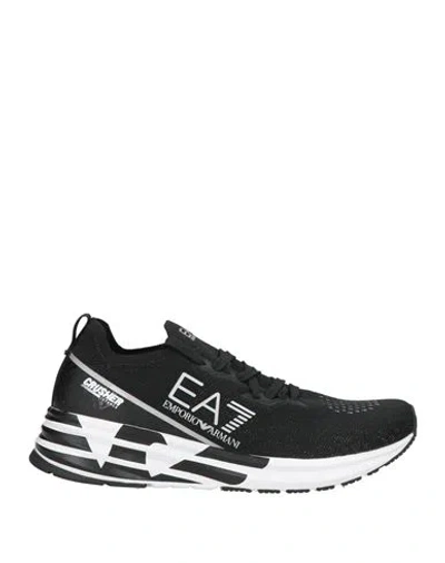 Ea7 Woman Sneakers Black Size 8 Textile Fibers In Animal Print