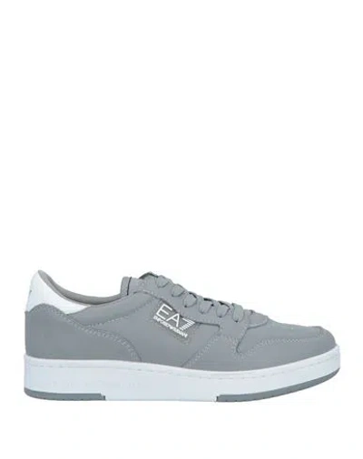 Ea7 Woman Sneakers Grey Size 5.5 Cow Leather, Polyamide, Polyester, Polyurethane