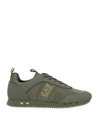 Ea7 Woman Sneakers Military Green Size 11 Polyamide, Polyester