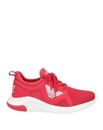 Ea7 Woman Sneakers Red Size 7 Polyester, Elastane, Polyurethane In Red