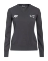 Ea7 Woman Sweater Charcoal Size L Cotton In Grey
