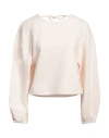 Ea7 Woman Sweatshirt Beige Size Xxl Cotton, Elastane