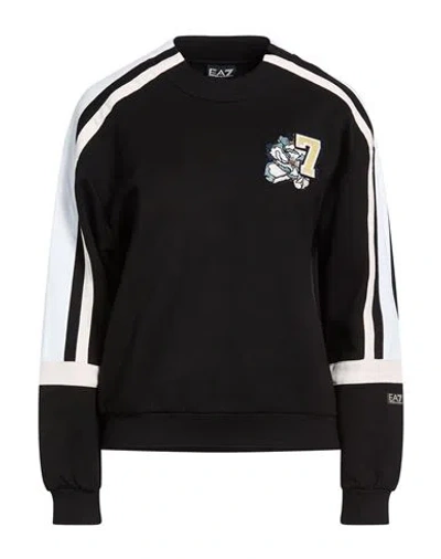 Ea7 Woman Sweatshirt Black Size 3xl Cotton, Polyamide