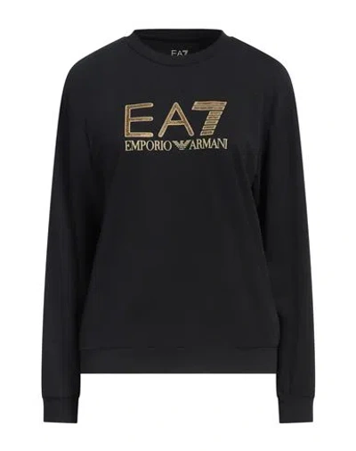 Ea7 Woman Sweatshirt Black Size Xxs Cotton, Elastane