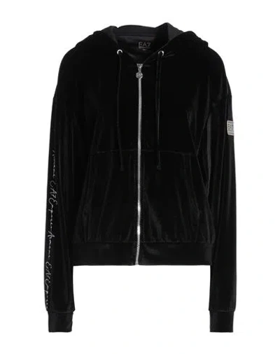 Ea7 Woman Sweatshirt Black Size L Polyester, Elastane
