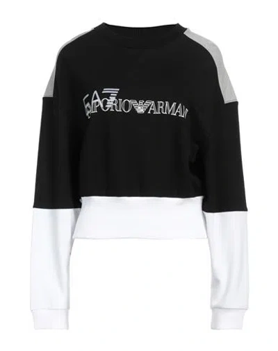 Ea7 Woman Sweatshirt Black Size L Viscose, Polyamide, Elastane